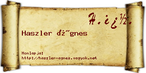Haszler Ágnes névjegykártya